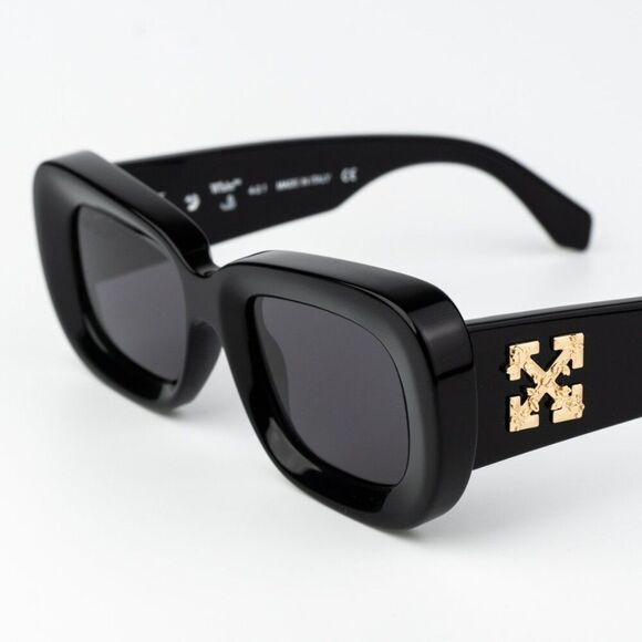 NEW Off-White CARRARA 007 Black Dark Grey Unisex Rectangular Sunglasses - Picture 7 of 13
